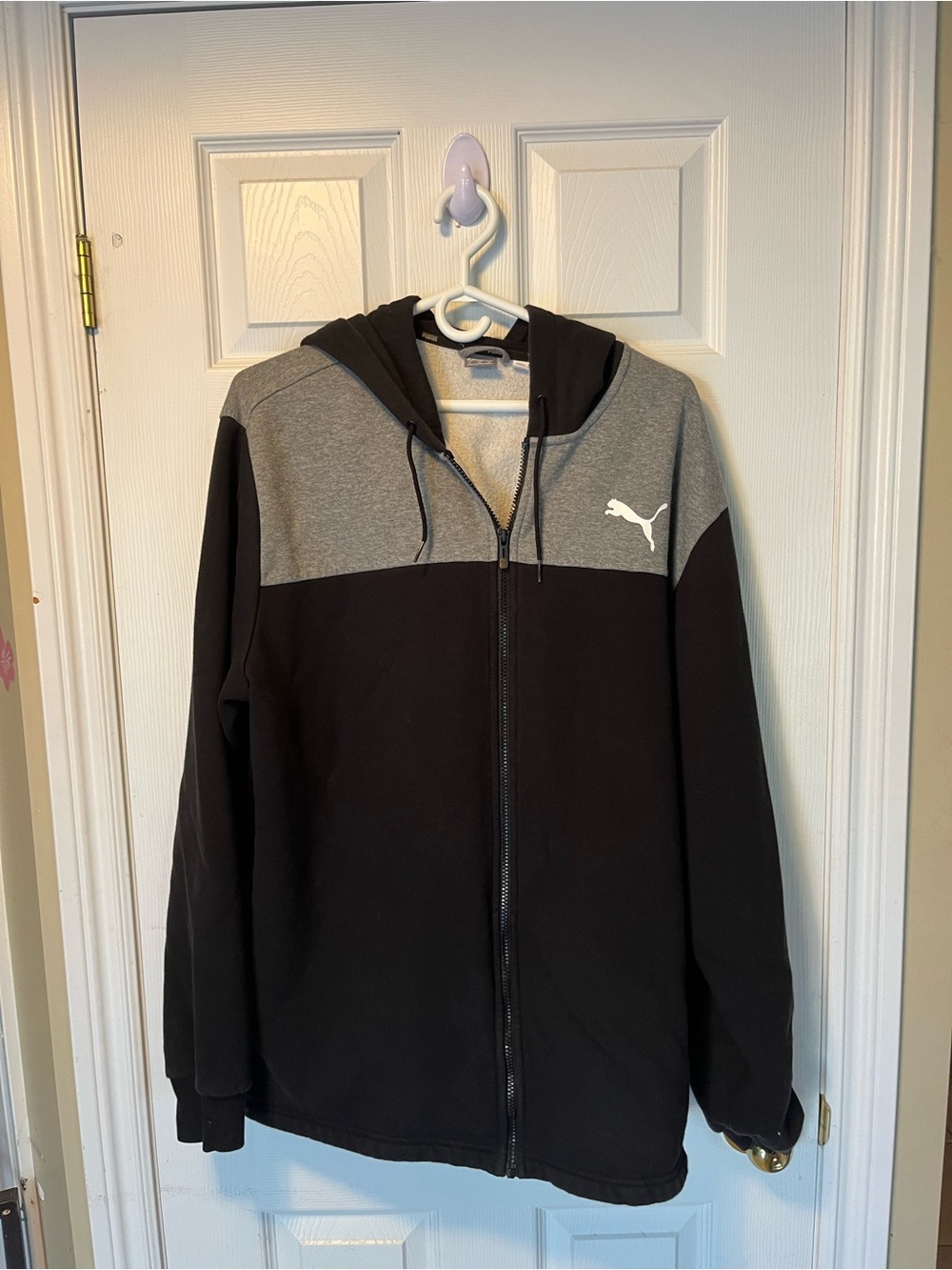 Puma Men’s Black and Gray Zip-Up Hoodie Jacket